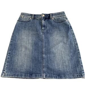Talbots Denim Skirt Cotton Blend Stretch Medium Wash Size 4